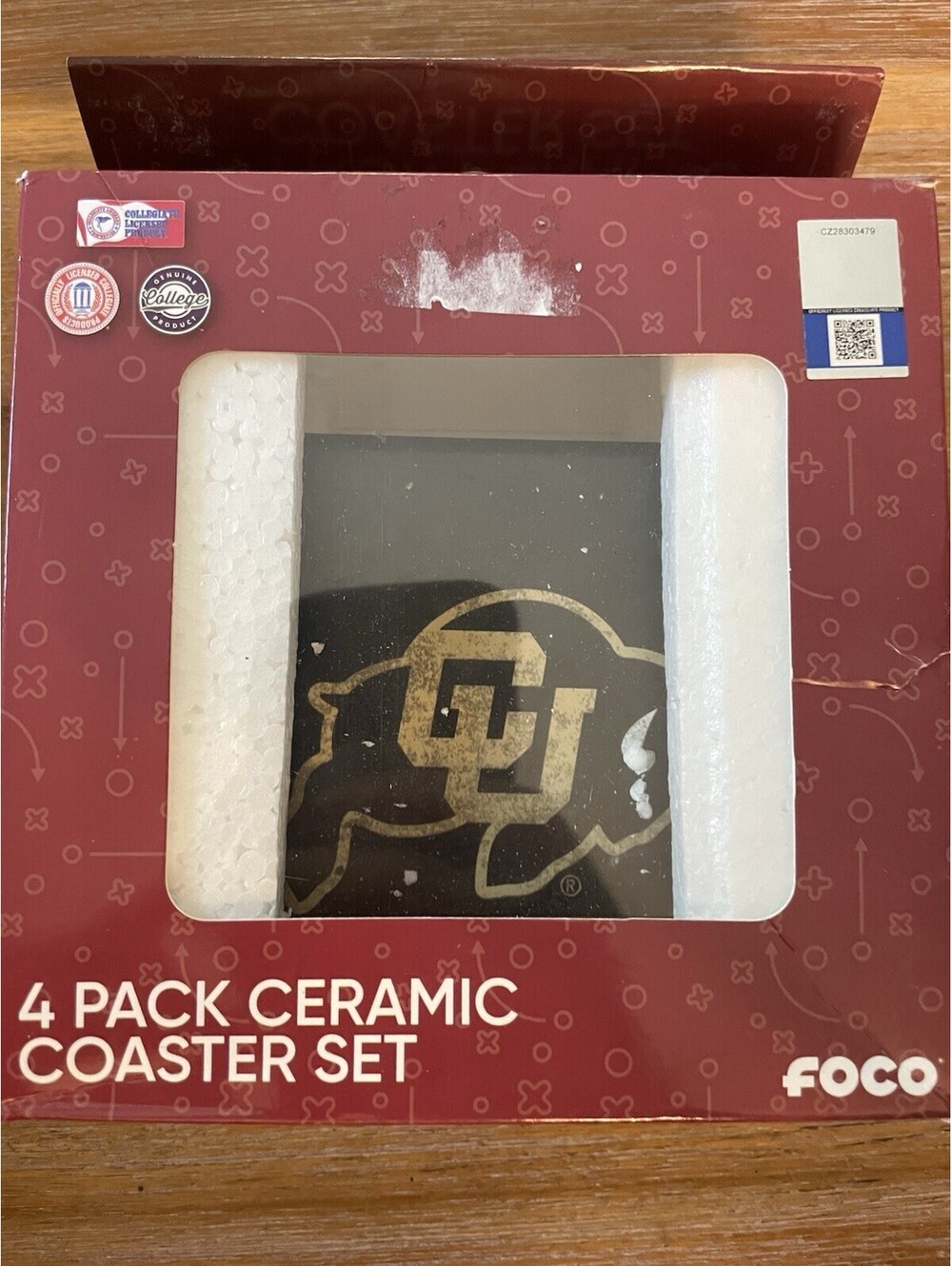 Colorado Buffalos NCAA Coaster Foco Ceramic Coaster Set Of 4